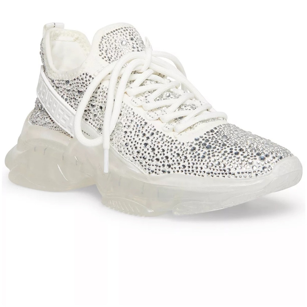 Steve Maddies. Women's Maxima Rhinestone-Trim Trainer Sneakers size 7 🔥 😎!!